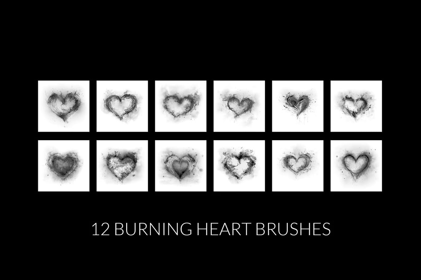 12 Burning Hearts Free Photoshop Brushes 2