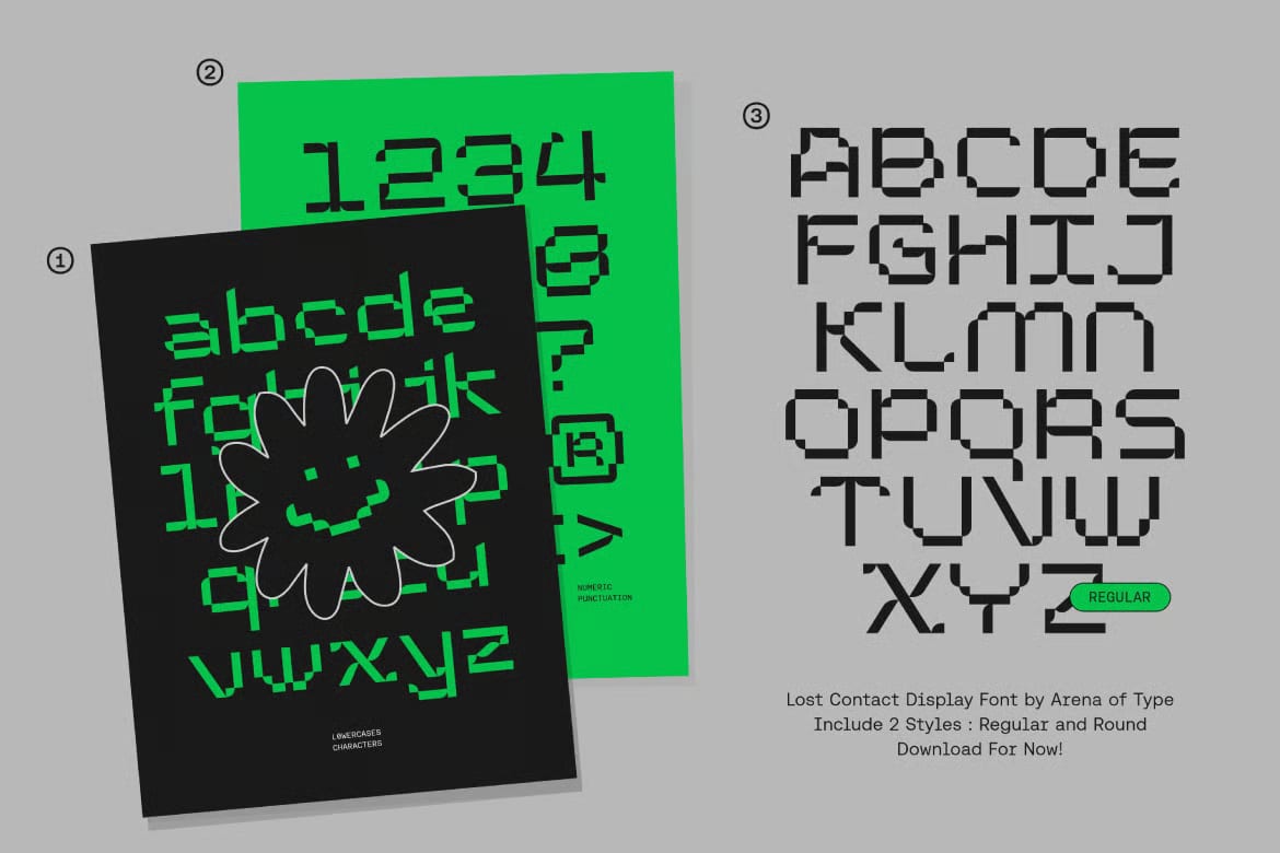 AOT Lost Contact Free Pixel Font – Regular & Rounded Styles 4