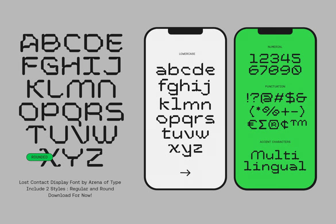 AOT Lost Contact Free Pixel Font – Regular & Rounded Styles 8