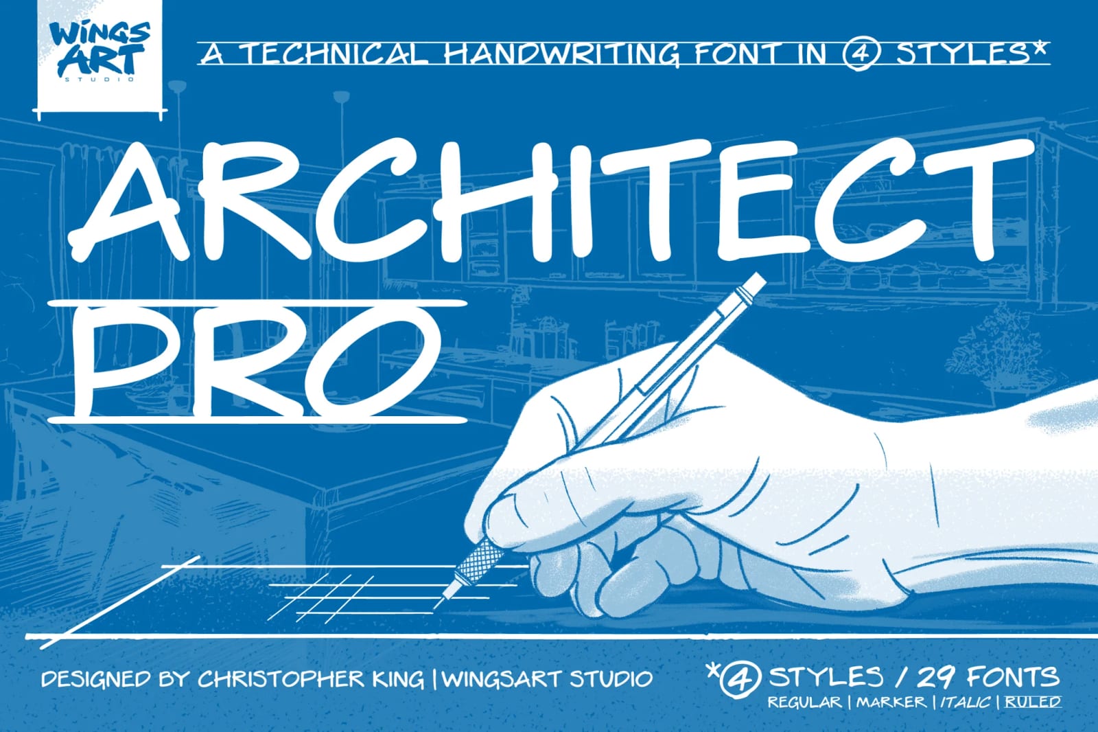 Architect Pro Free Font Family – Technical Handwriting Style 1