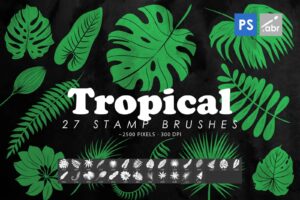 Free 27 Tropical Leaves Photoshop Stamp Brushes 1