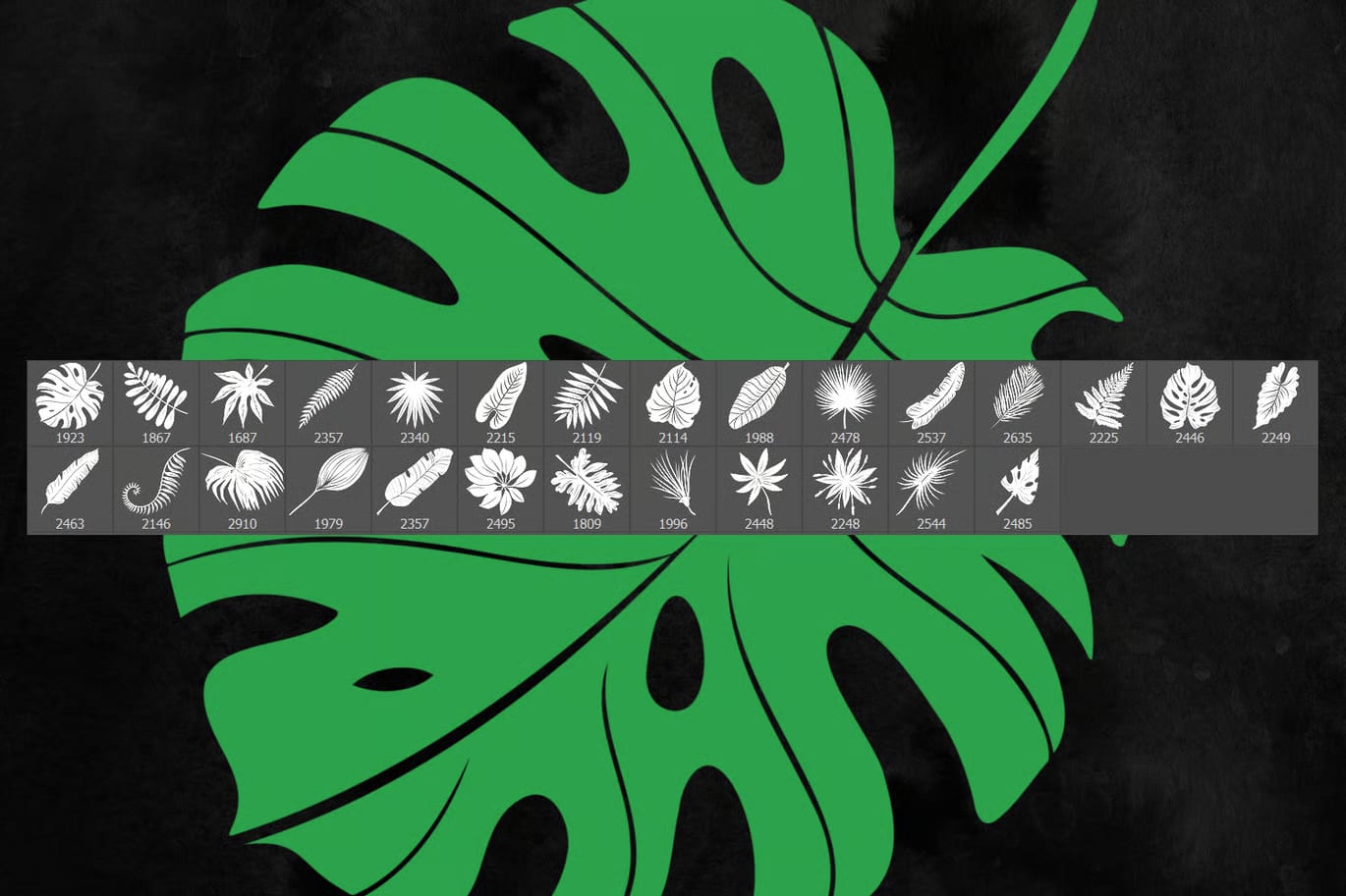 Free 27 Tropical Leaves Photoshop Stamp Brushes 3