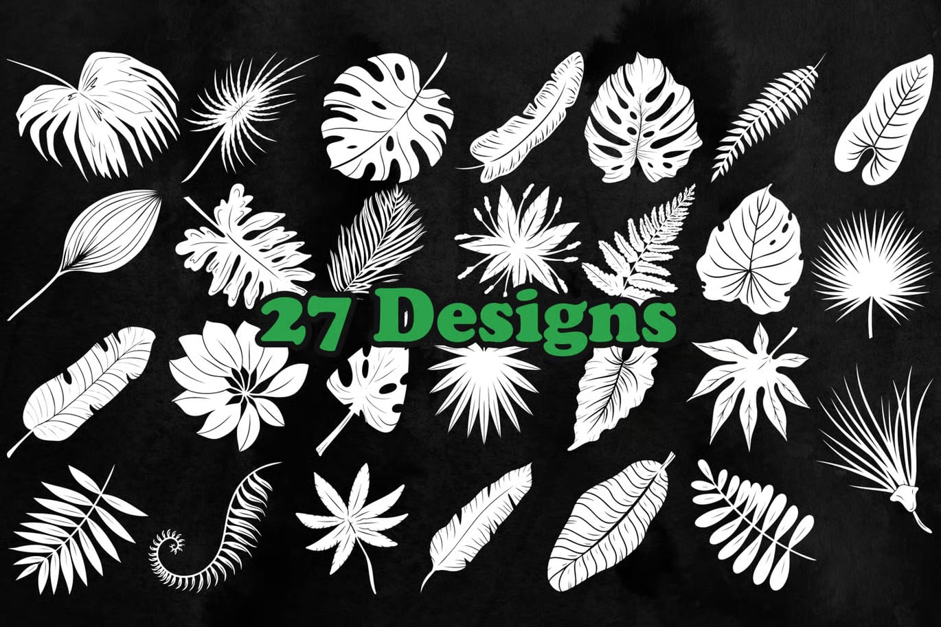 Free 27 Tropical Leaves Photoshop Stamp Brushes 4