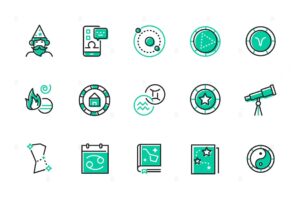 Free Astrology - set of line design style icons 1