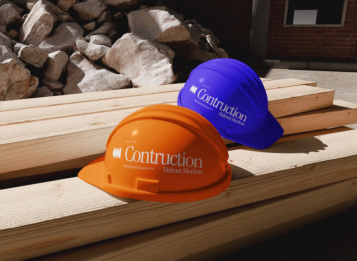 Free Construction Helmet Mockup – Realistic PSD Mockup Set 3