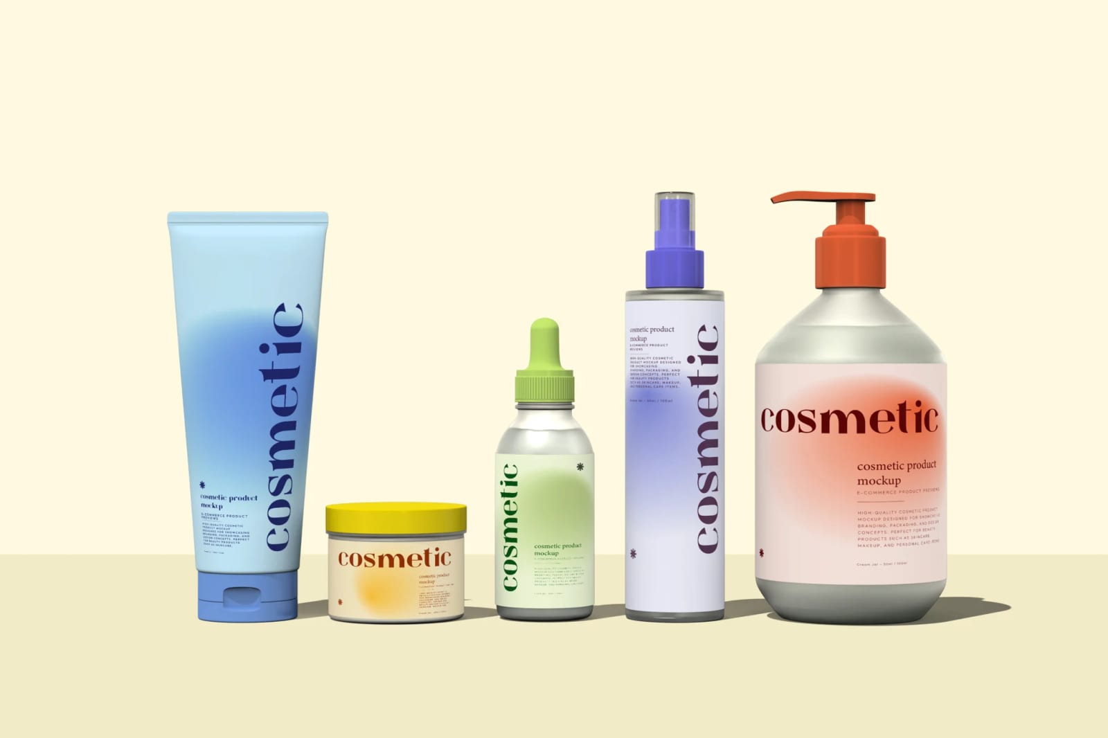 Free Cosmetic Product Mockup Set – 2 PSD Scenes 1