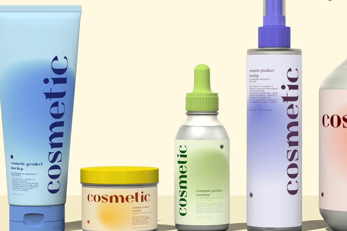 Free Cosmetic Product Mockup Set – 2 PSD Scenes 2