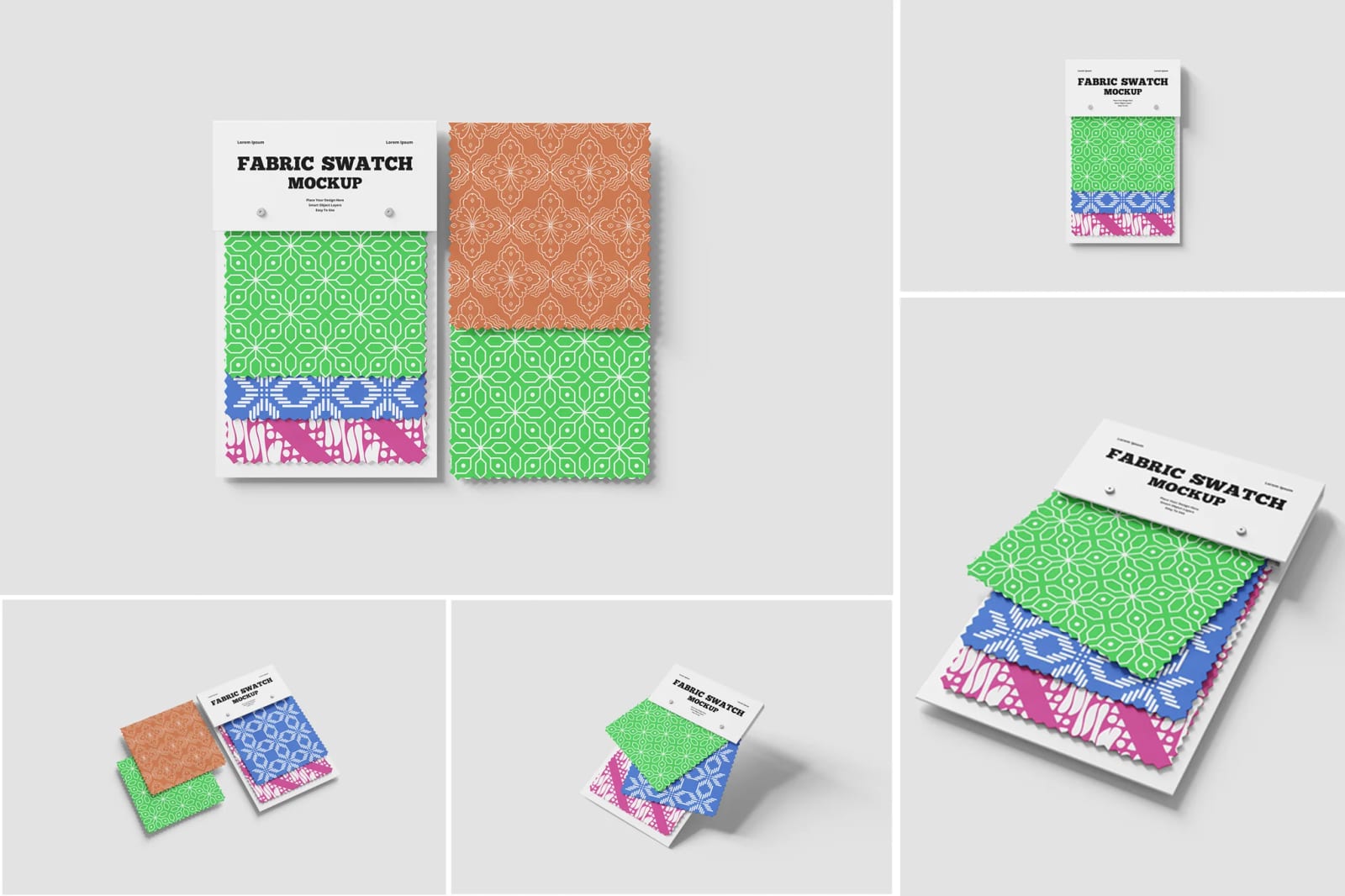 Free Fabric Swatch Mockup Set – 5 PSD Files 1