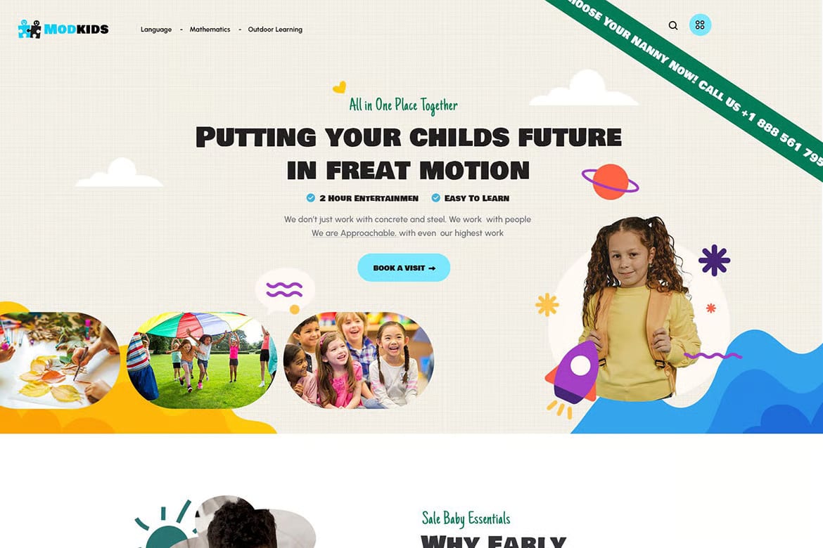 Free Modkids WordPress Theme – Modern Kindergarten & Preschool Design 5