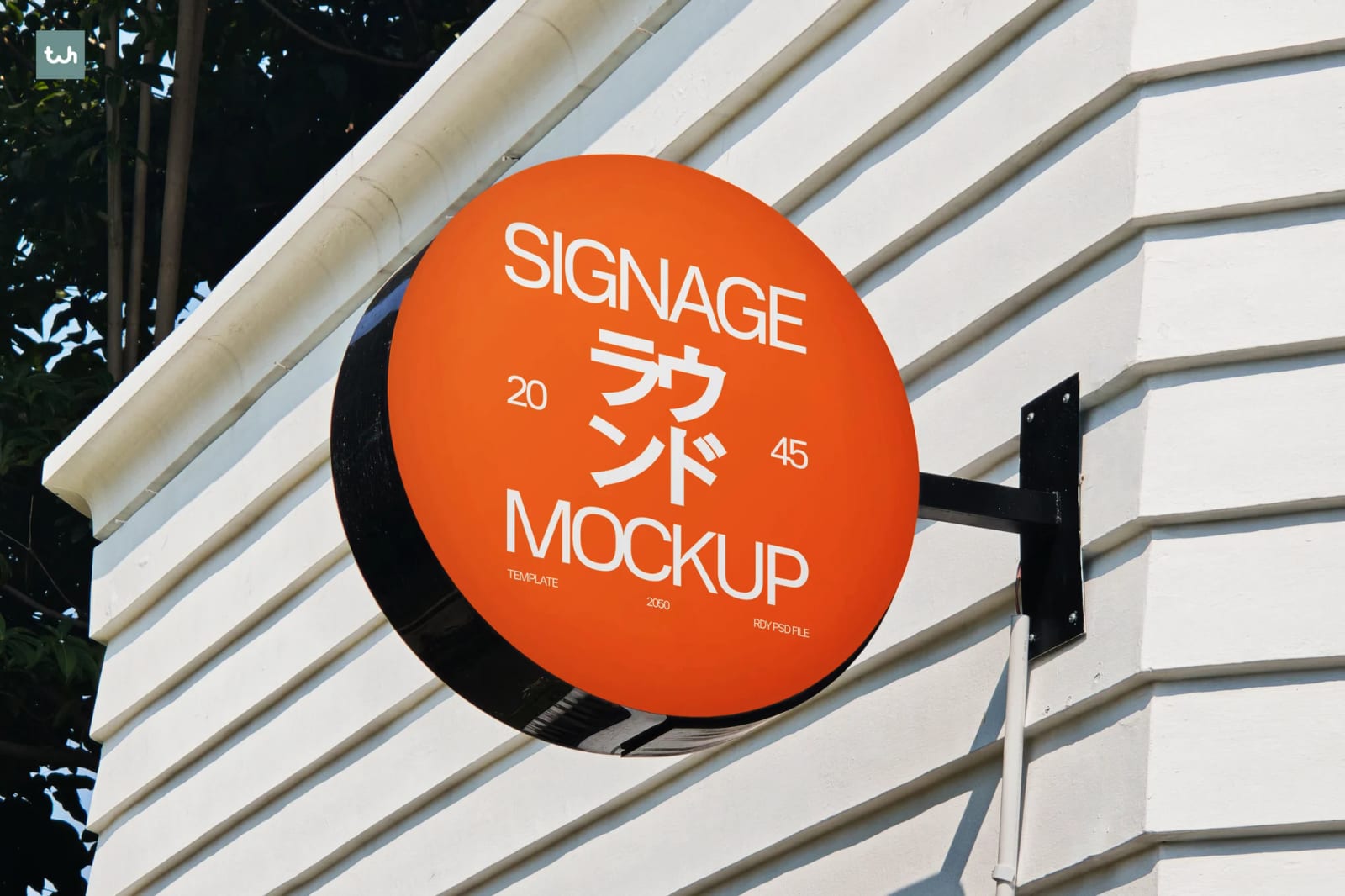 Free Round Wall Signage Mockup 004 – PSD Template 1