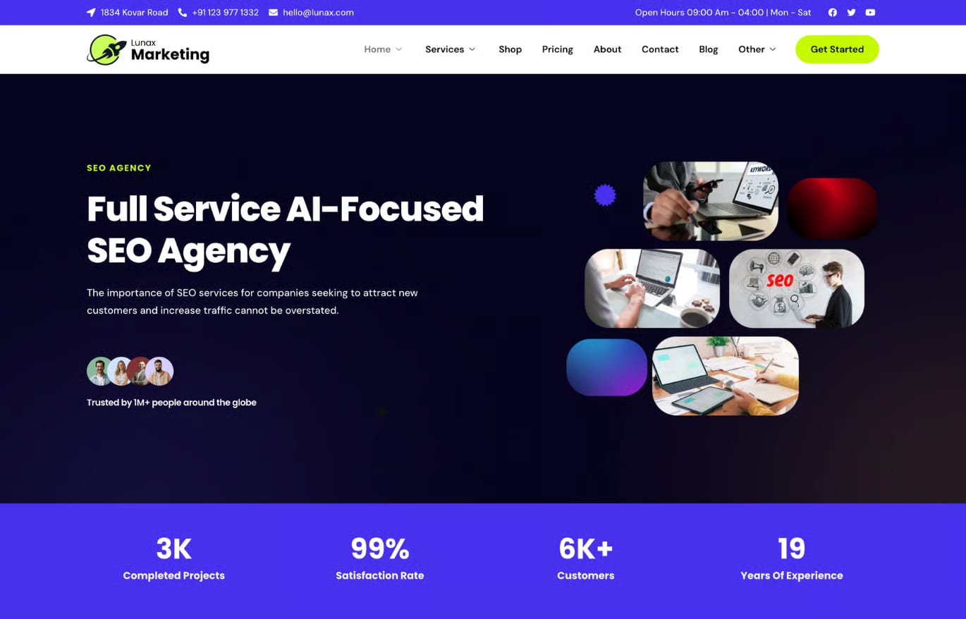 Lunax Free Digital Marketing Agency WordPress Theme 2