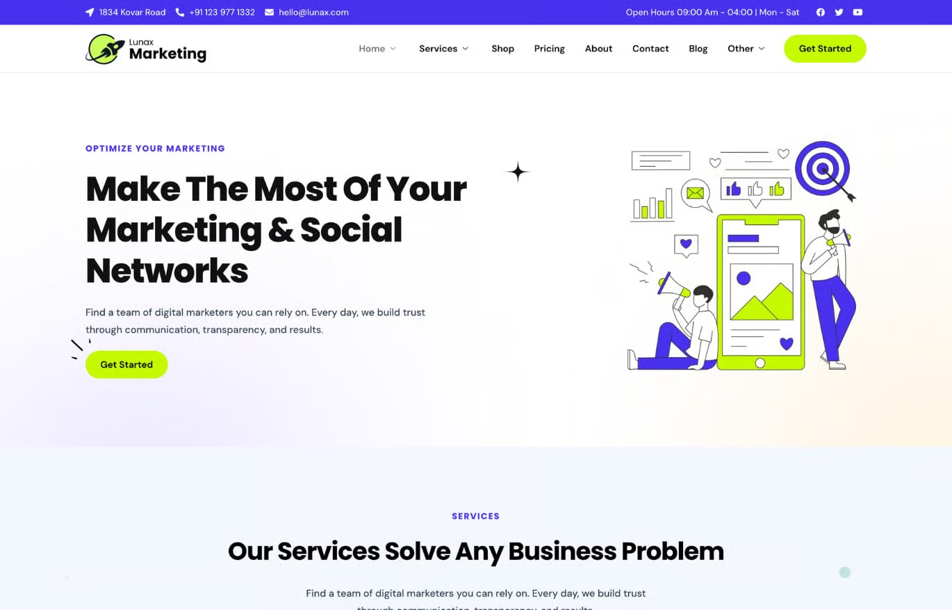 Lunax Free Digital Marketing Agency WordPress Theme 4