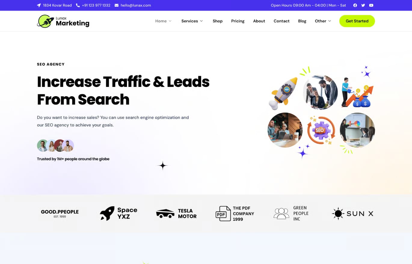 Lunax Free Digital Marketing Agency WordPress Theme 5