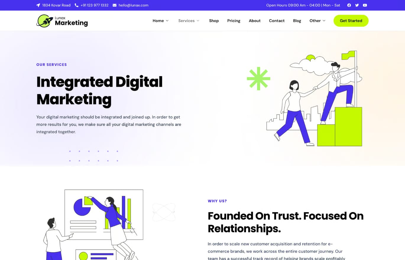 Lunax Free Digital Marketing Agency WordPress Theme 7