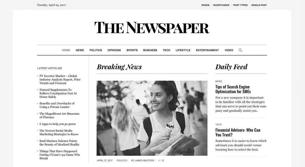 The Newspaper Free News Magazine Editorial WP Theme 3