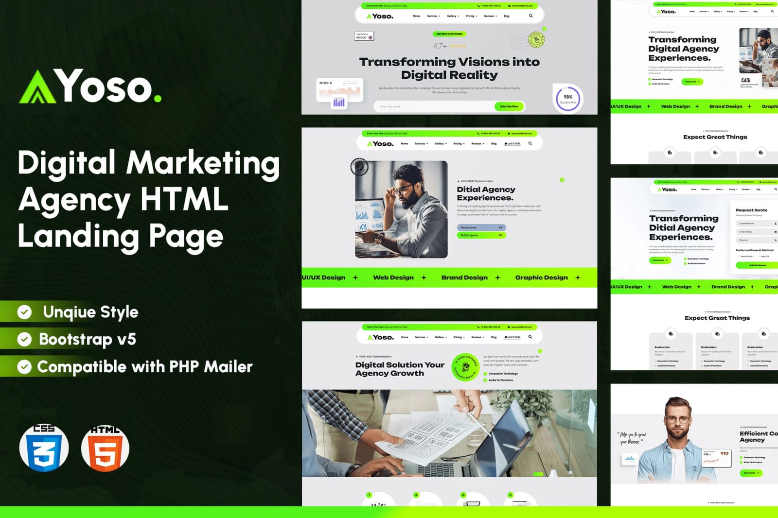 Yoso - Free Digital Marketing Agency HTML Landing Page 1