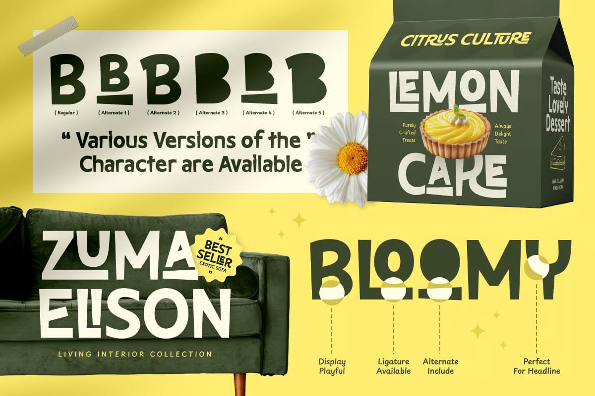 Bloomy Free Playful Display Headline Font 2