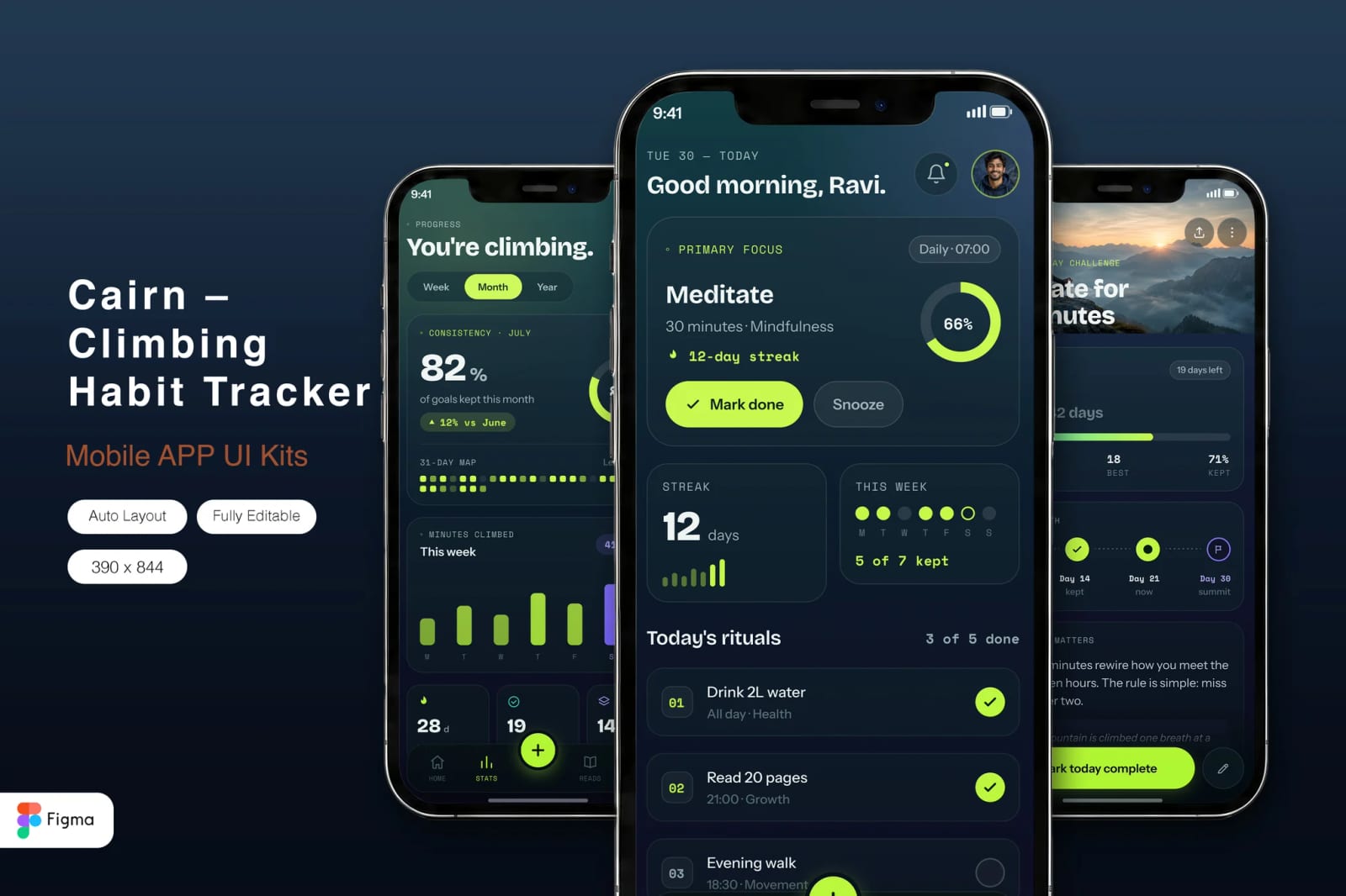 Cairn Free Climbing Habit Tracker App UI Kit 1