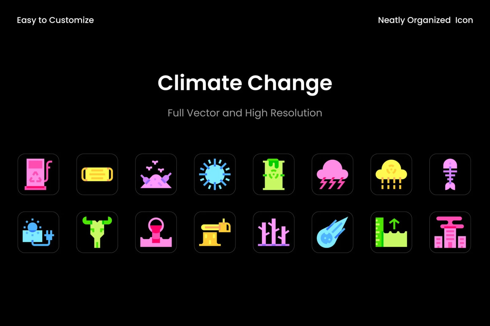 Climate Change Icons – Environmental UI Free Vector Pack 1