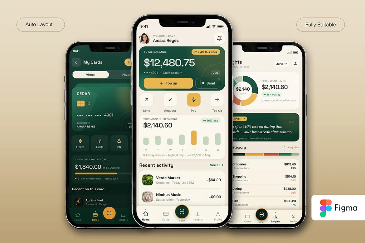 Finora Free Finance Mobile App UI Kit 2