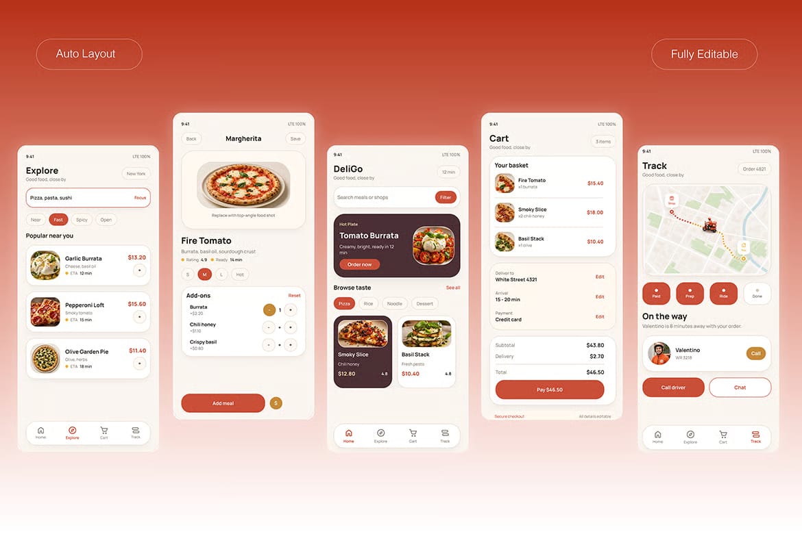 Food Delivery Mobile App Free UI Kit 3