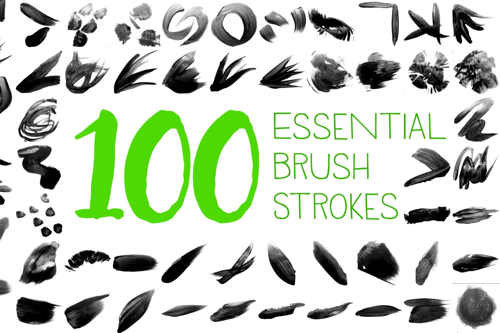 Free 100 Essential Brush Strokes Photoshop Brushes 1