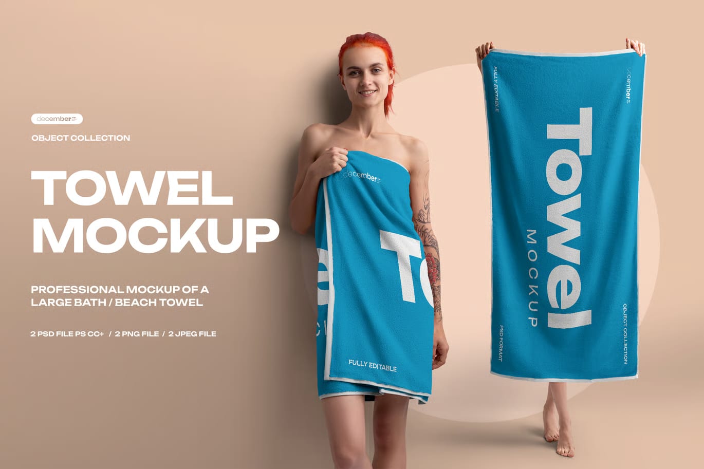 Free 2 Mockup of a Large Bath / Beach Towel 4