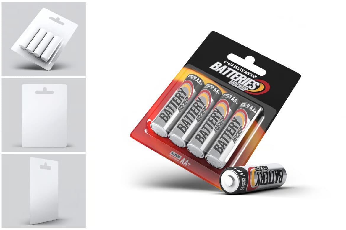 Free Battery Blister Pack Mock-Up 7