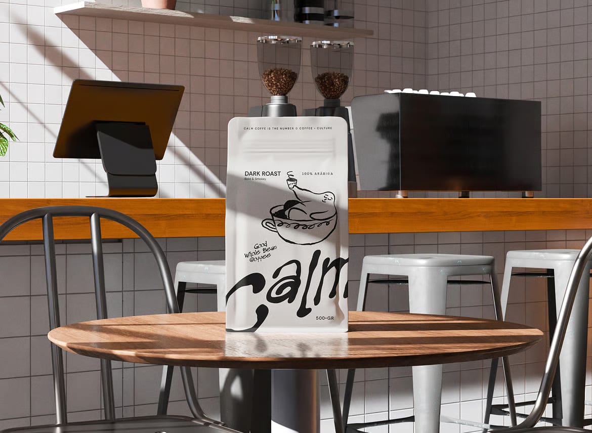 Free Coffee Pouch Mockup 2