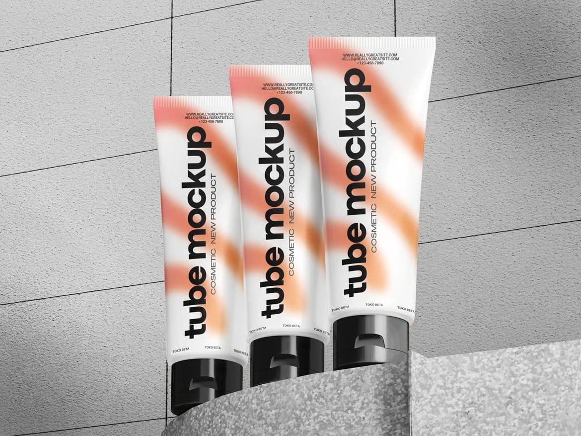 Free Cosmetic Tube Packaging Mockup 3