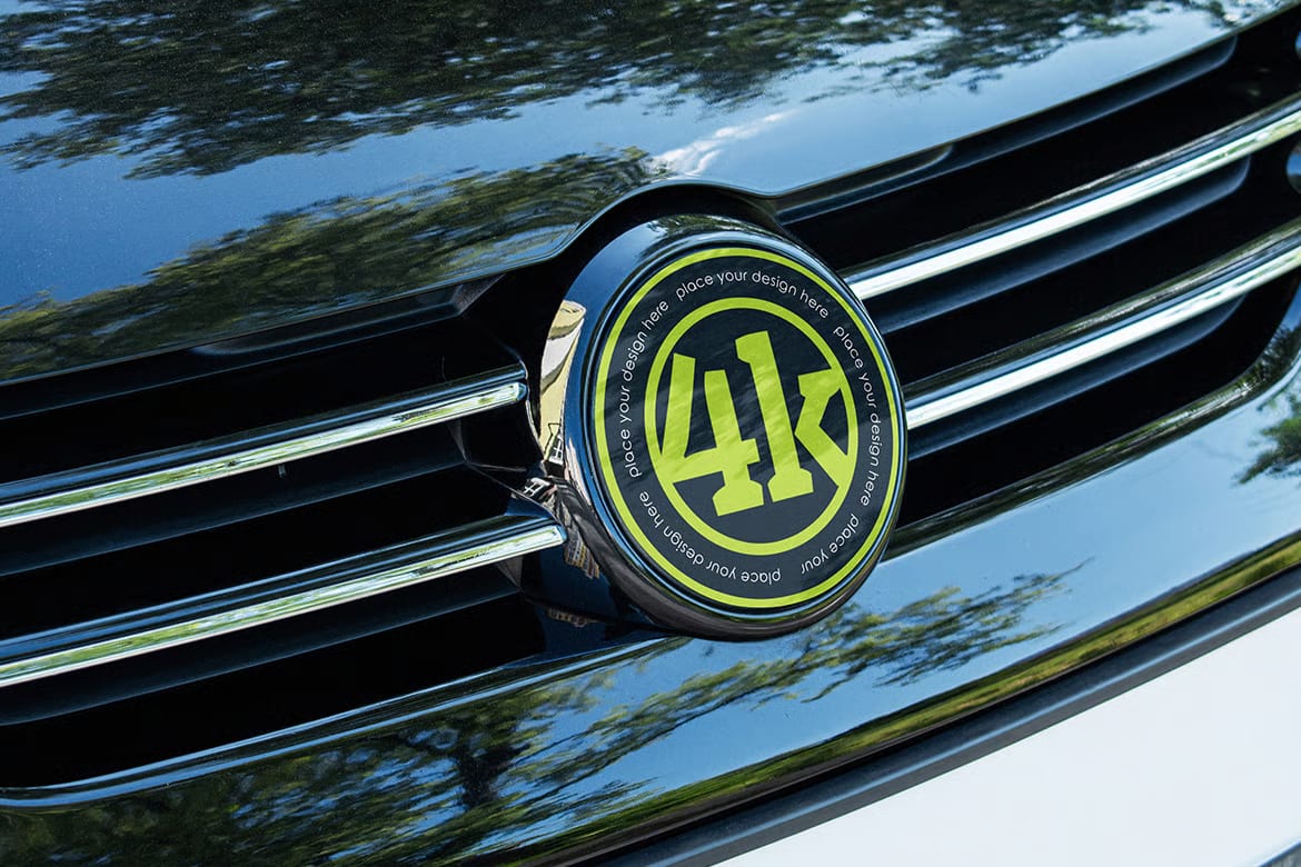 Free Front Grille Car Logo Mockup 2