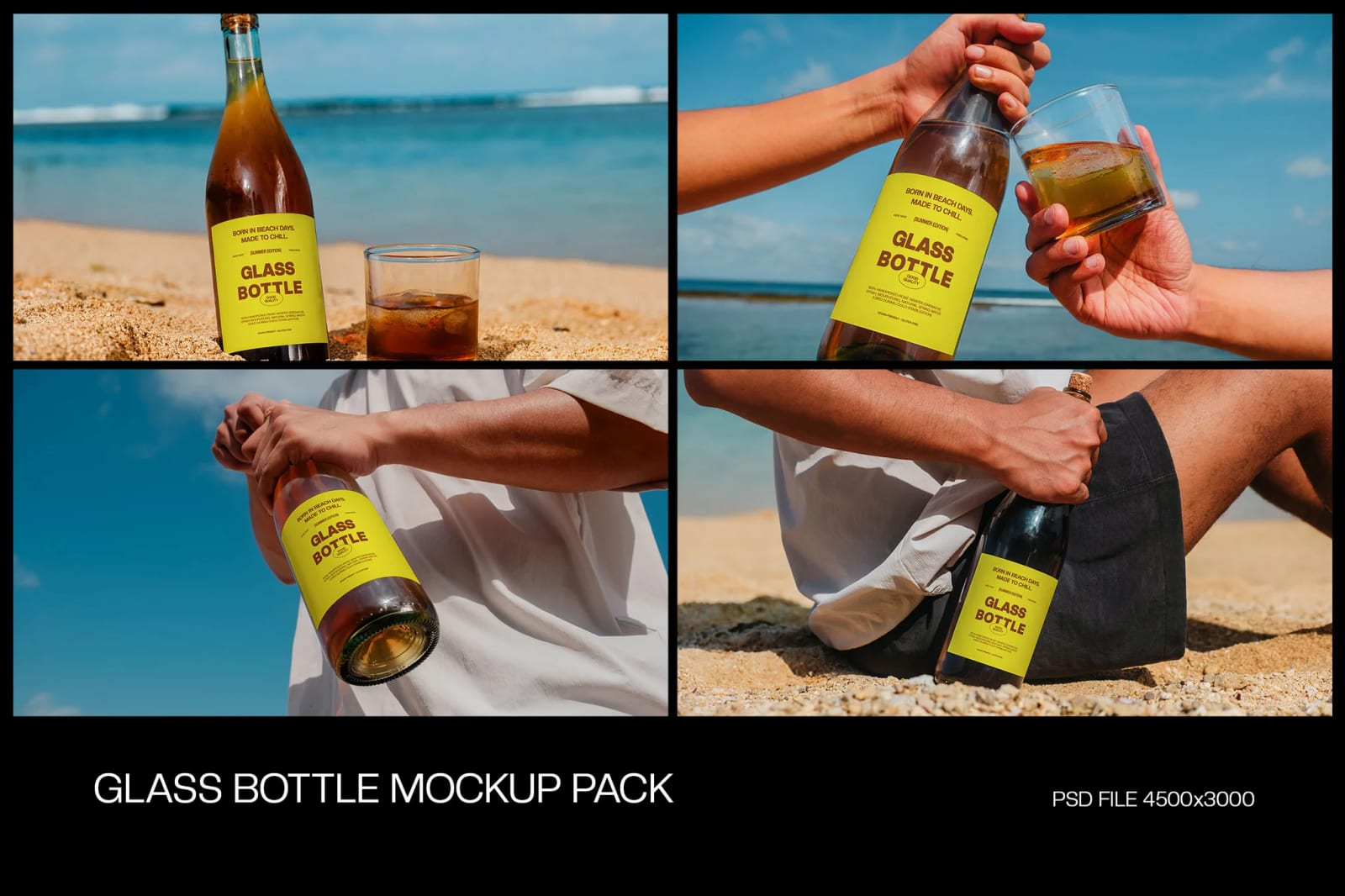 Free Glass Bottle Mockup Pack 1