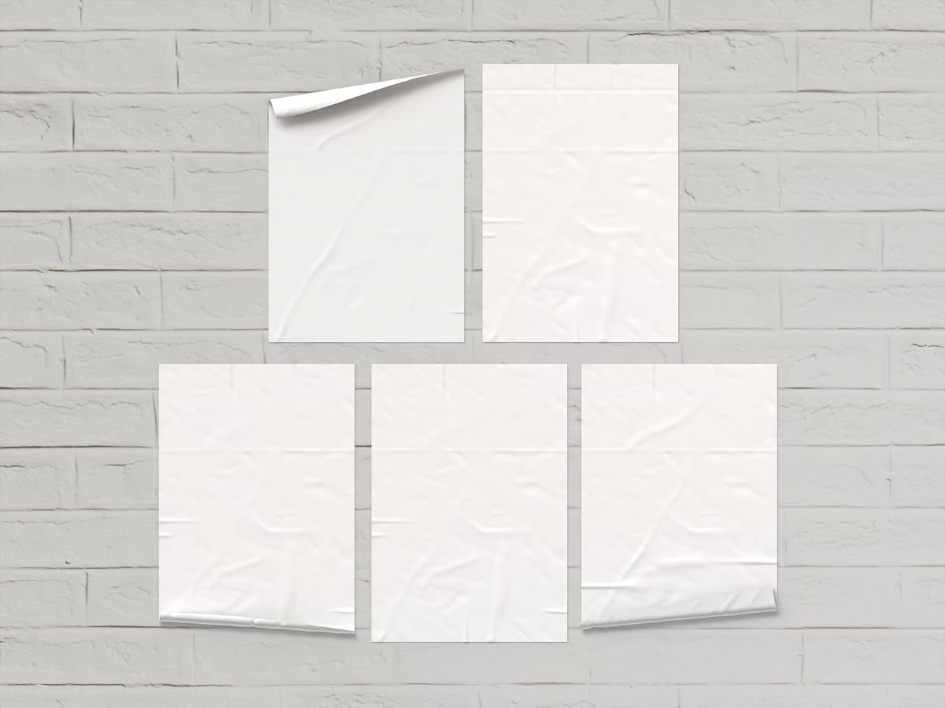 Free Glued Paper Wrinkled Poster Mockup Set 4