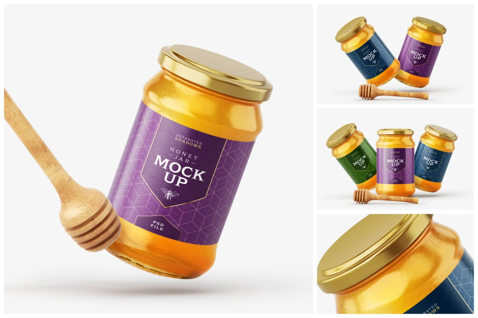 Free Honey Jar Mockup Set With Dipper 1