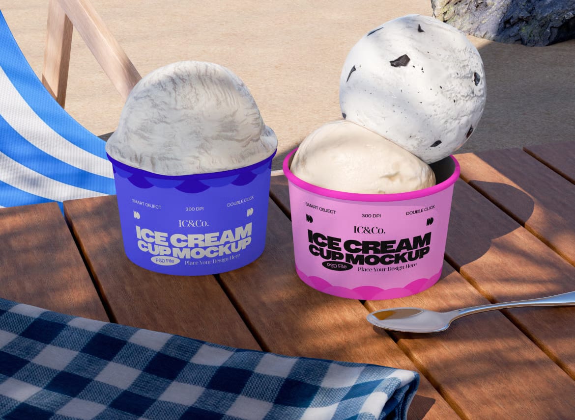 Free Ice Cream Cup Mockup 2