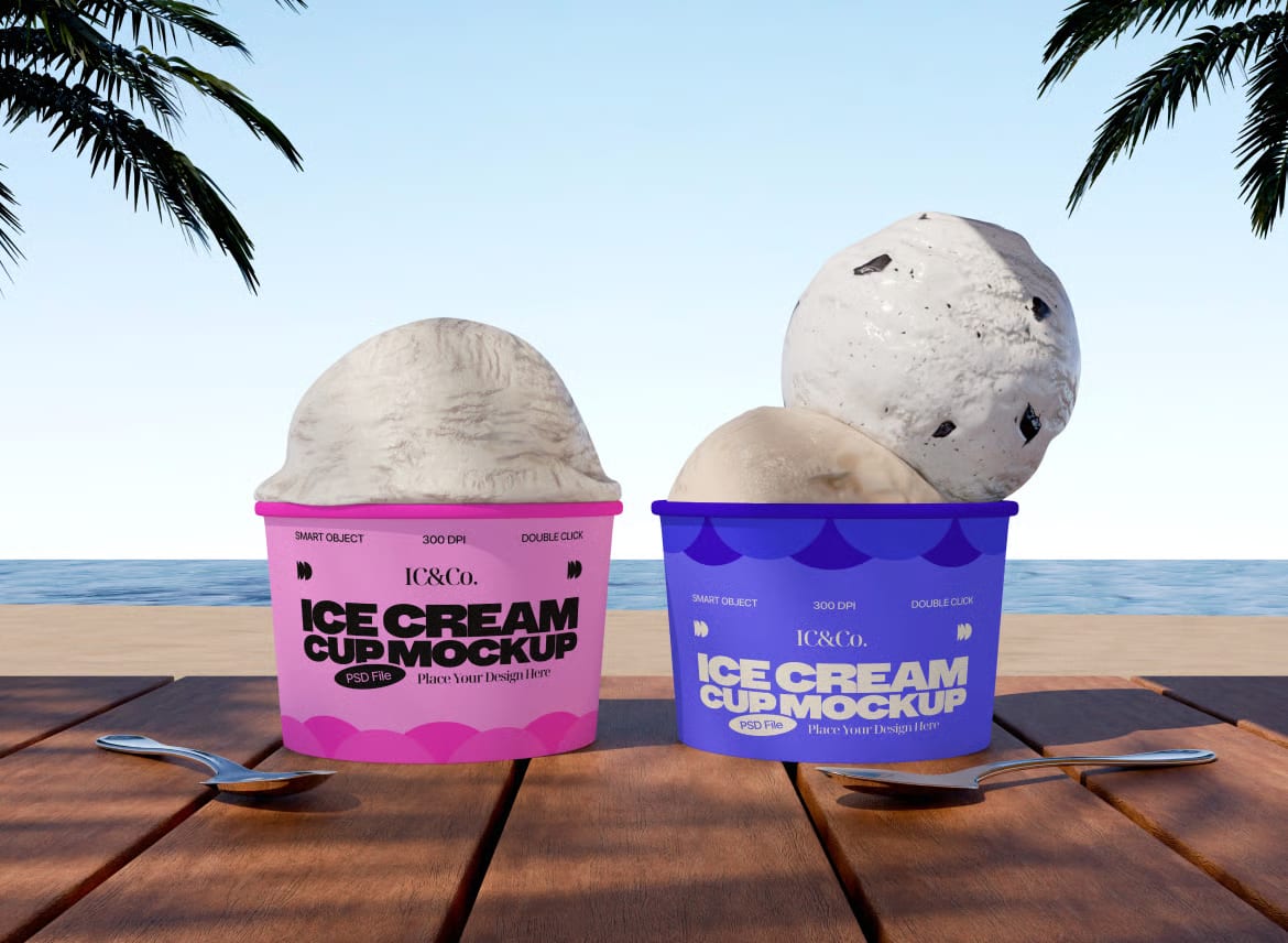 Free Ice Cream Cup Mockup 3