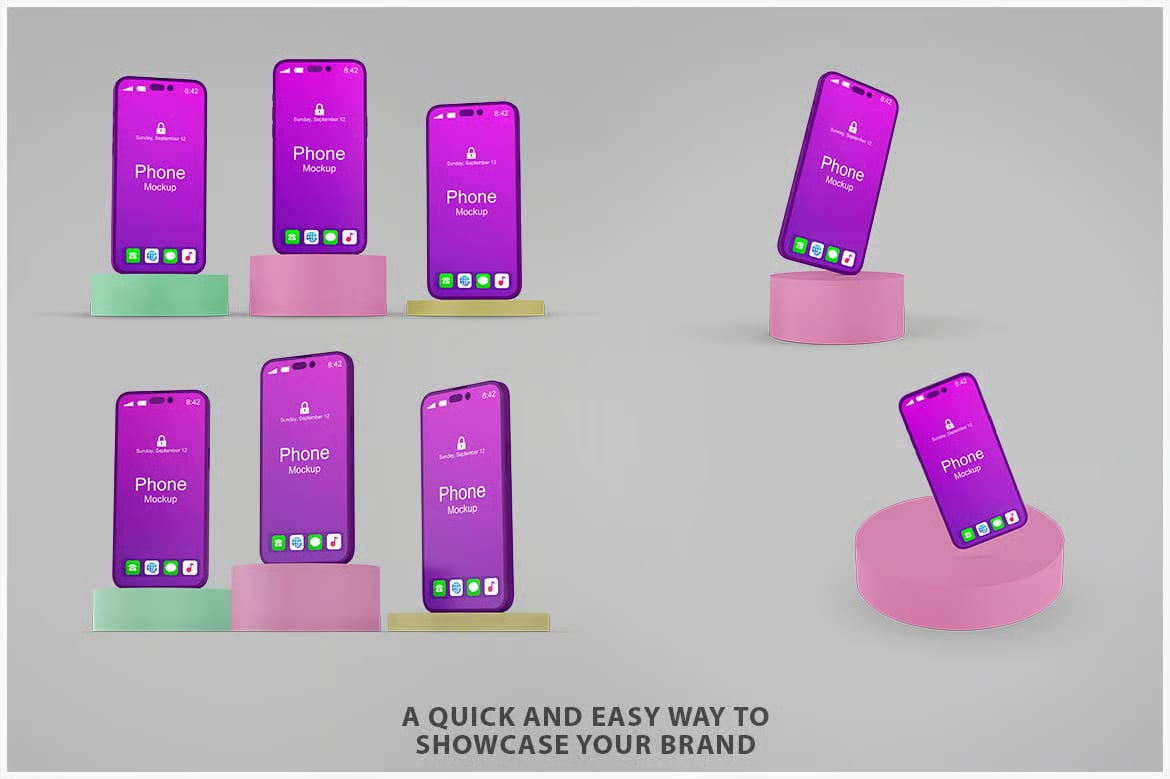 Free Phone Mockup in Podium - 4 PSD's 2