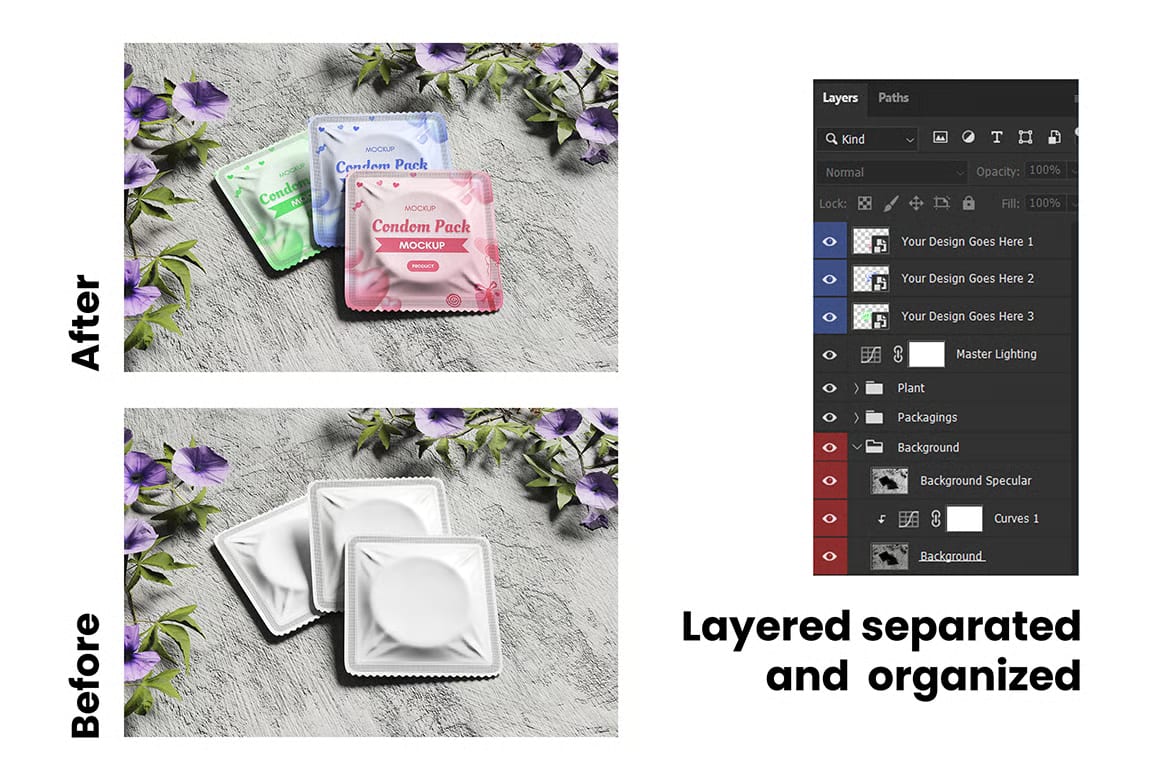 Free Realistic Condom Packaging Mockup 2