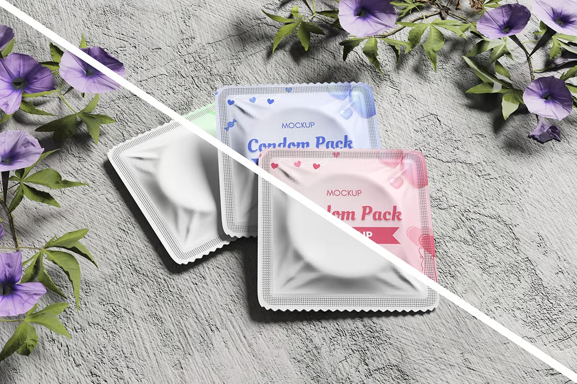 Free Realistic Condom Packaging Mockup 4