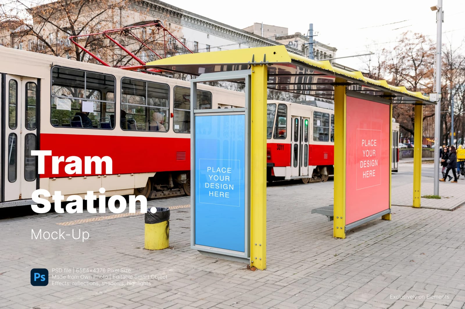 Free Tram Stop Billboards, Posters Mockup Template 1