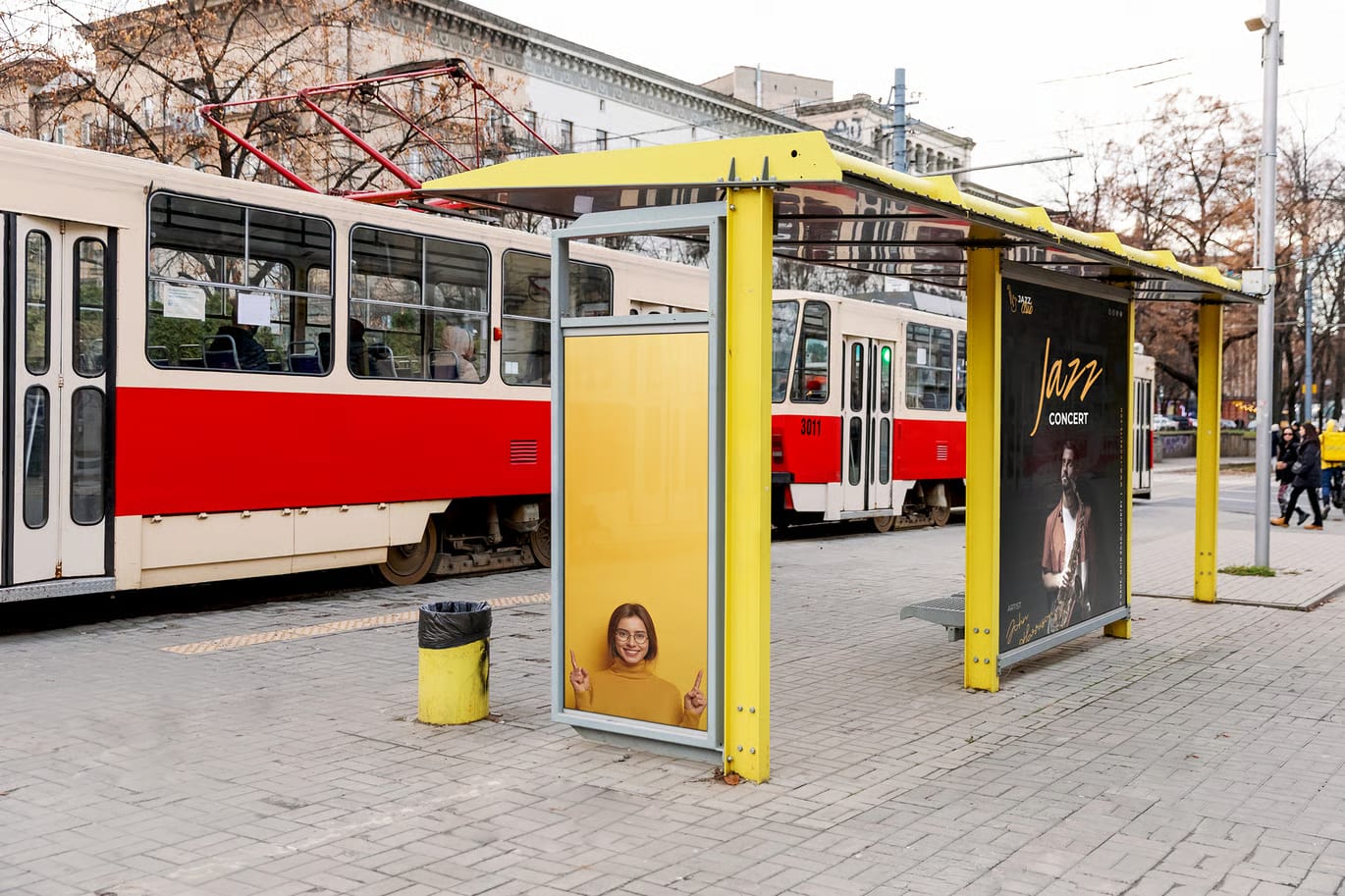 Free Tram Stop Billboards, Posters Mockup Template 2