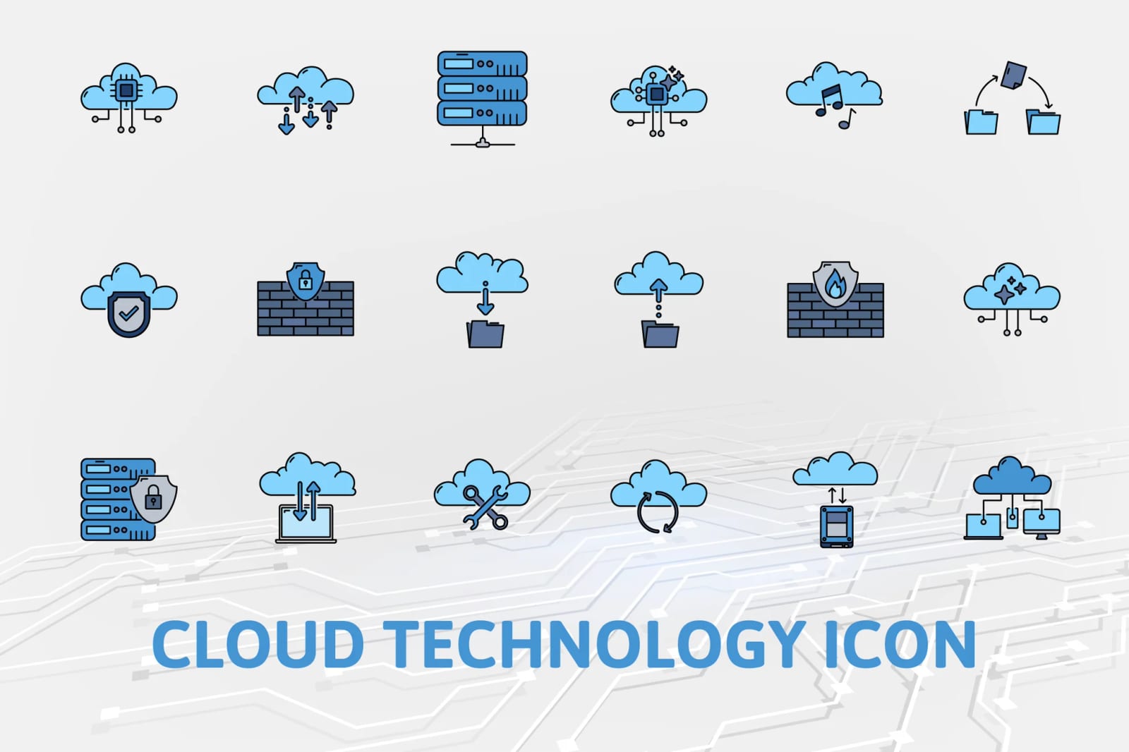 Free Two Tone Cloud Technology Icon Set 1