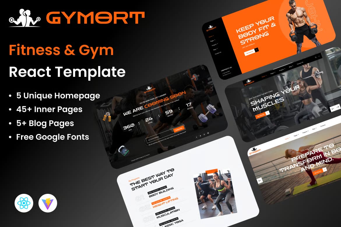 Gymort Free Fitness & Gym Workout React Template 1
