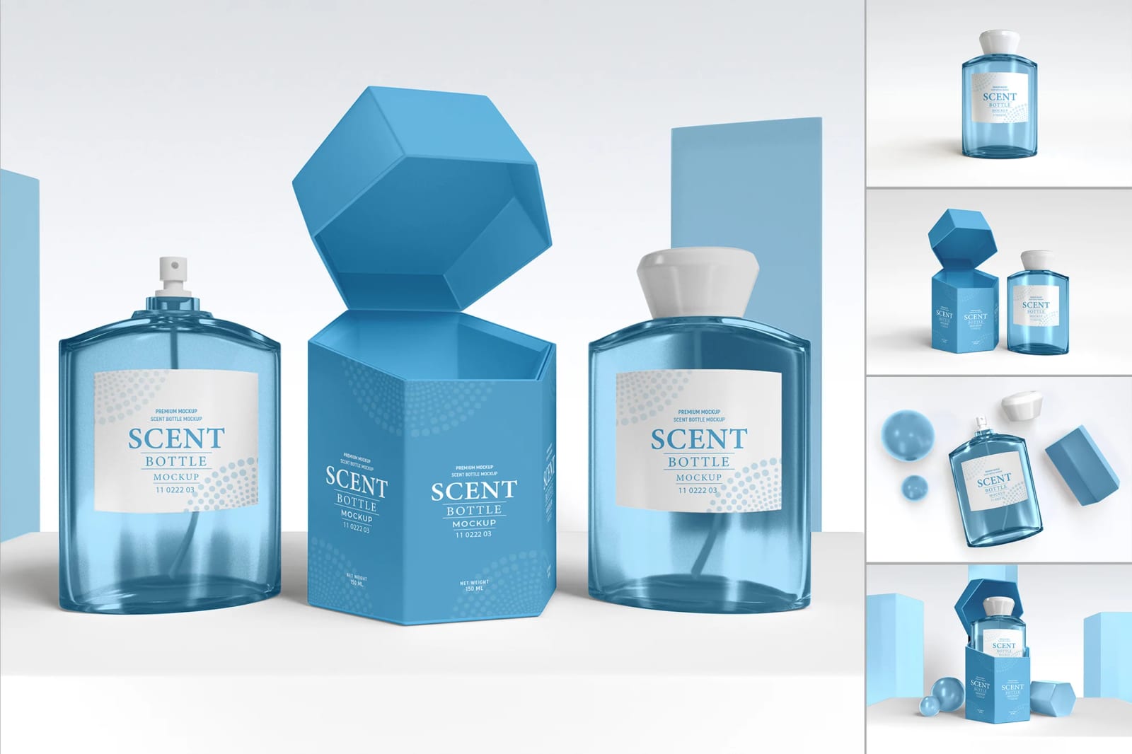 Luxury Perfume Scent Bottle Branding Free Mockup Set 1