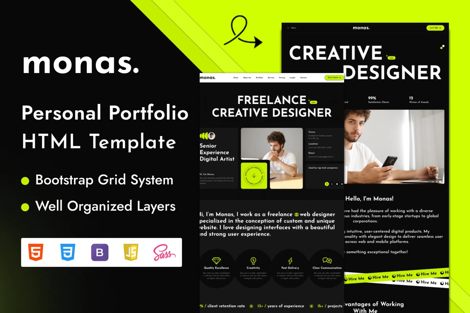 Monas Free Personal Portfolio HTML Template 1