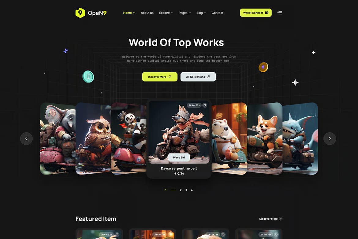 Open9 Free NFT Marketplace HTML Template 1