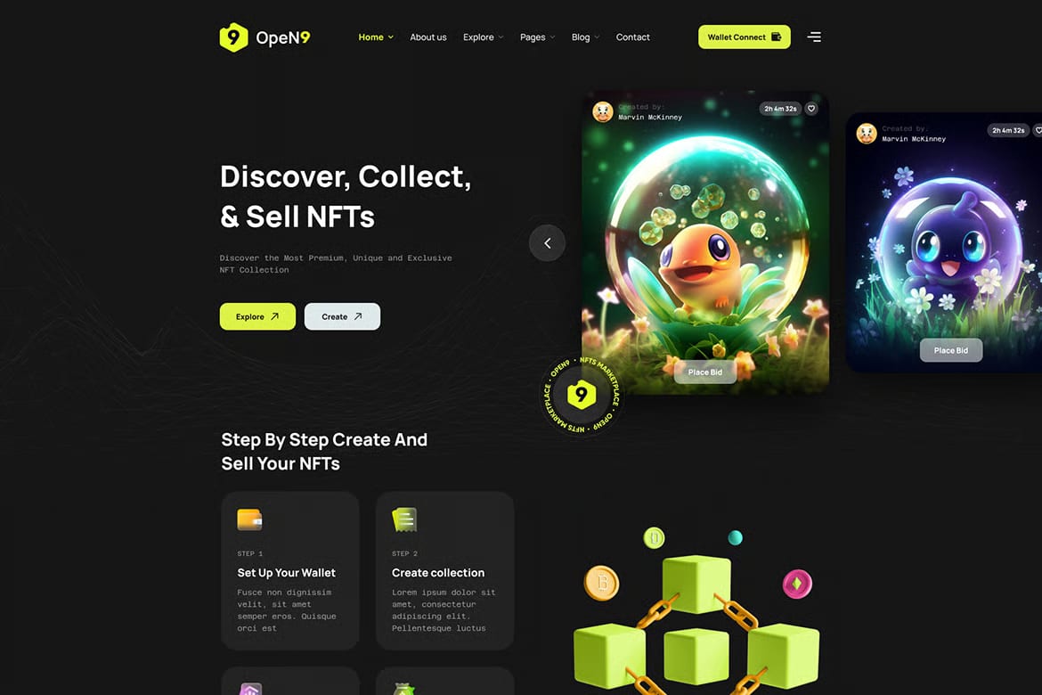 Open9 Free NFT Marketplace HTML Template 6