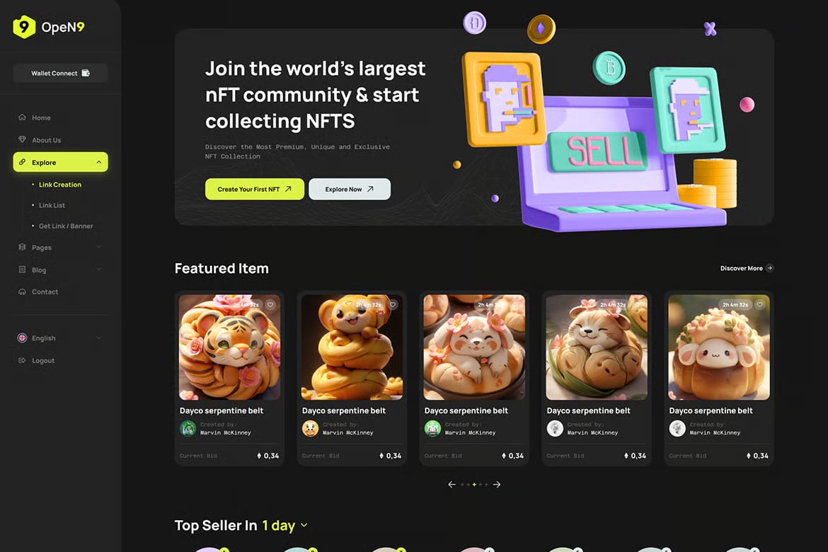 Open9 Free NFT Marketplace HTML Template 7