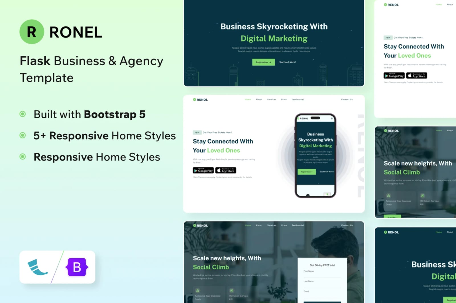 Ronel Free Flask Landing Page Templates 1