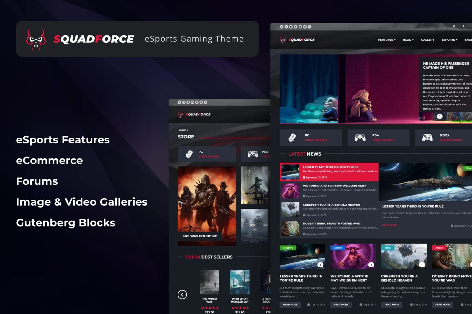 SquadForce Free eSports Gaming WordPress Theme 1
